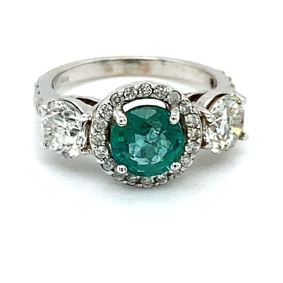 Certified Emerald 1.01ct Diamonds 14K Gold Ring - Picture 1 of 10